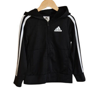 Adidas Boy's Sweatshirt Hoodie Full Zip Black White Toddler Size 3T